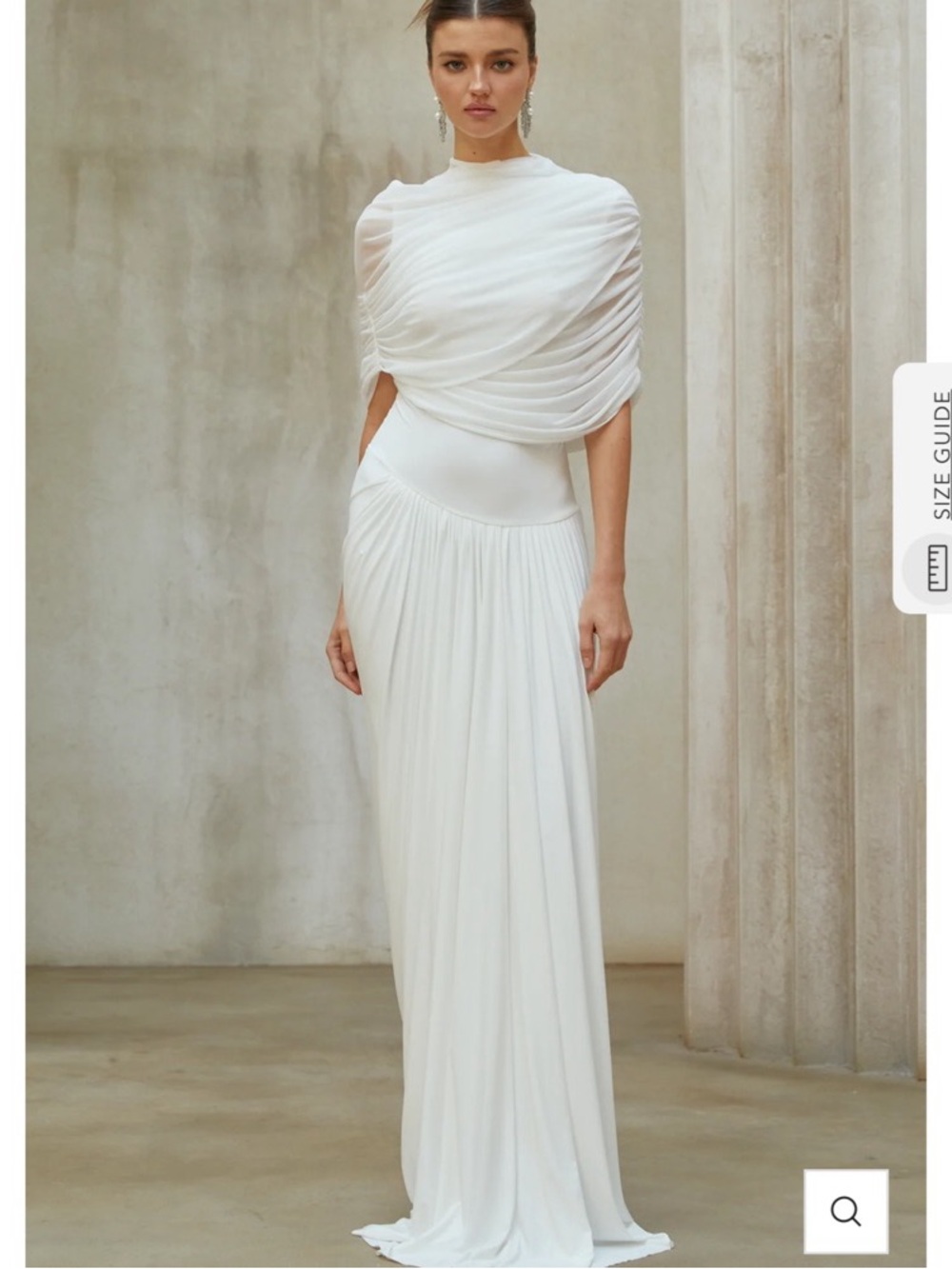 MISS ROSIER CATHERINE WHITE DRAPED GRECIAN STYLE BRIDAL DRESS SZ Small